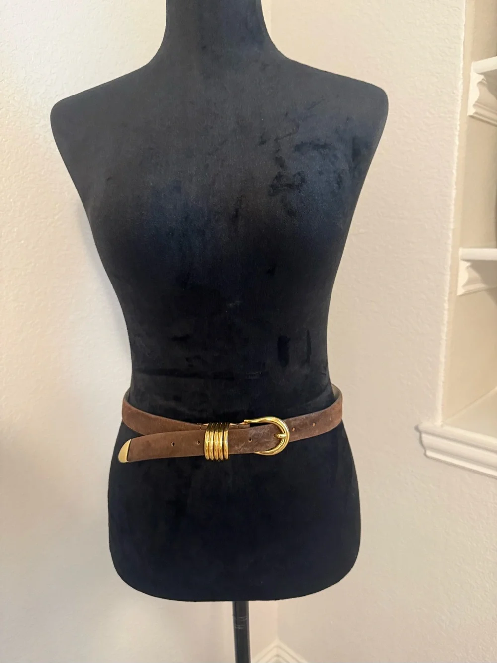 Chocolate Suede & 24k Gold Italian Suede Leather Belt